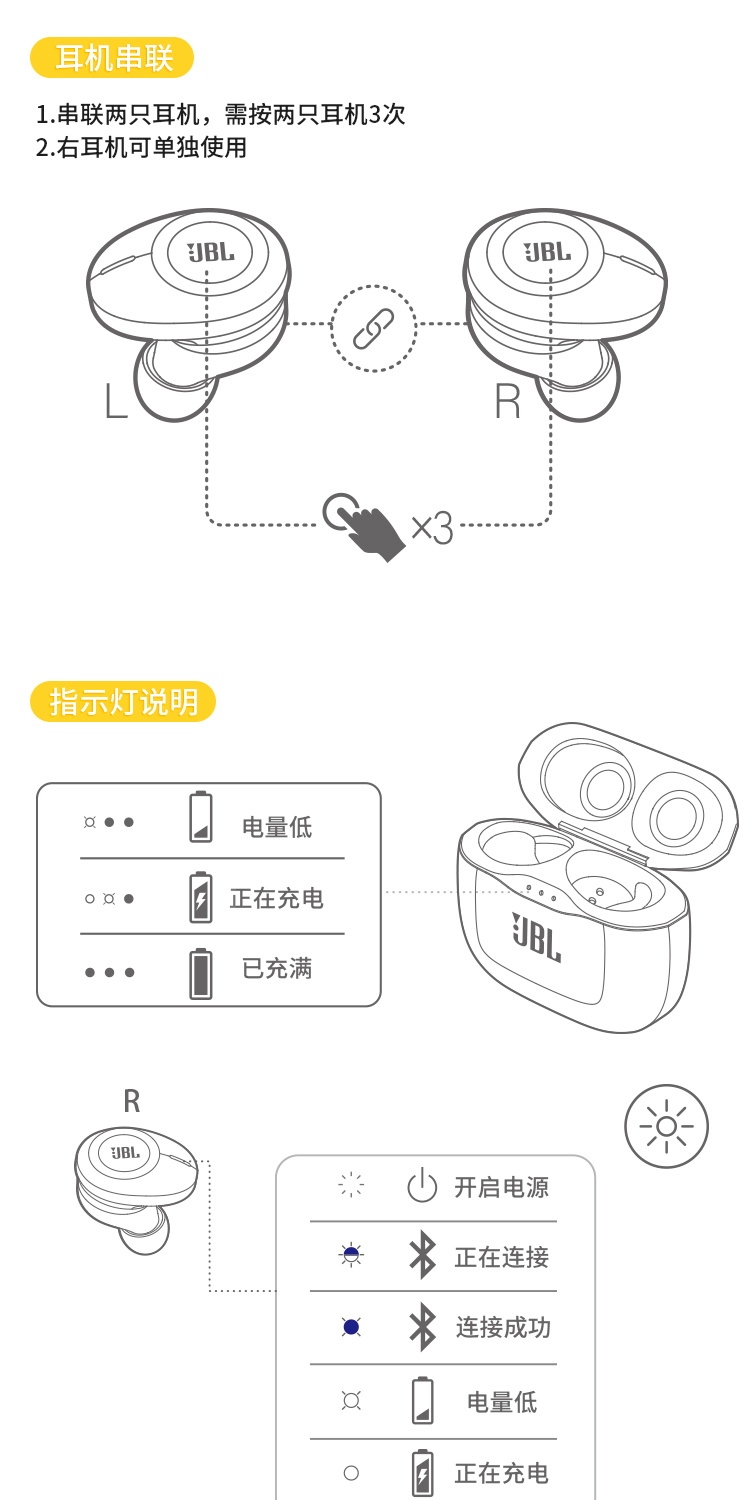 jbl tune120 tws 双耳入耳式真无线蓝牙耳机时尚耳机无线入耳式通用