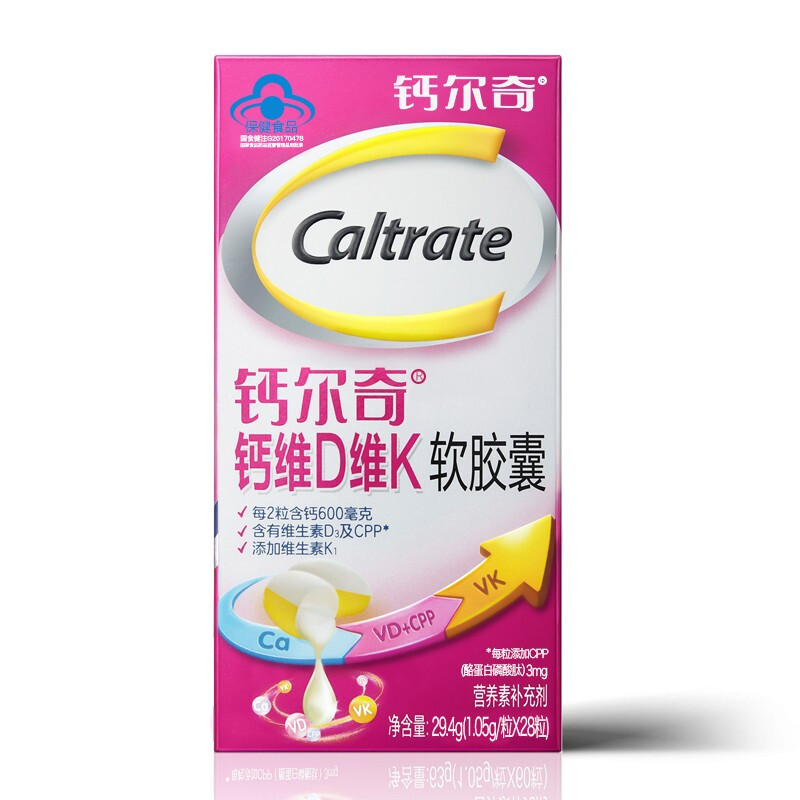 钙尔奇caltrate氨糖软骨素加钙片60片 钙尔奇钙维d维k软胶囊28粒组合